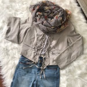 NWOT Gray Suede Jacket w/Fringe